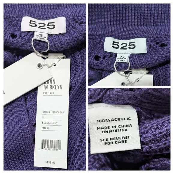 525 America Petal stitch pullover pointelle crochet knit top openwork - Picture 7 of 8